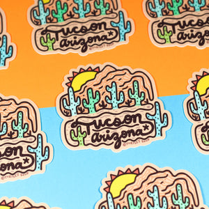 Tucson Sunrise Hand Lettered Desert Landscape Sticker