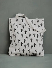 White Black Saguaro Tote, Father's Day Gift, Fourth of July,
