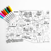 Silicone Reusable Coloring Mat & markers set Arizona