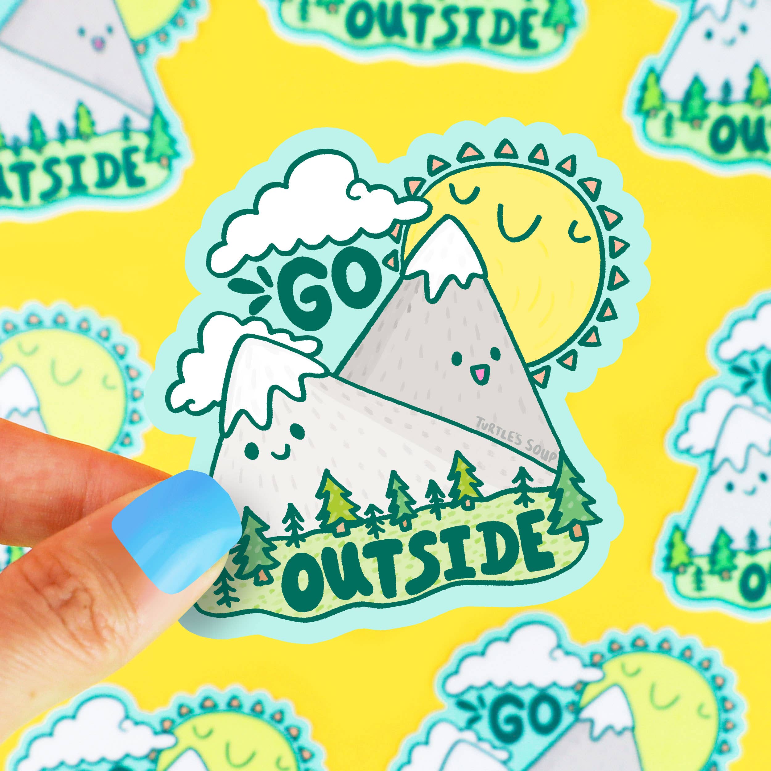 Go Outside Adventure Happy Mountains Outdoorsy Vinyl Sticker
