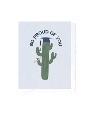 Blue and Red Cactus Graduation Greeting Card