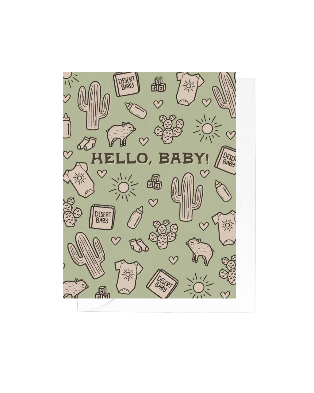 Western Sketch Hello Baby Greeting Card