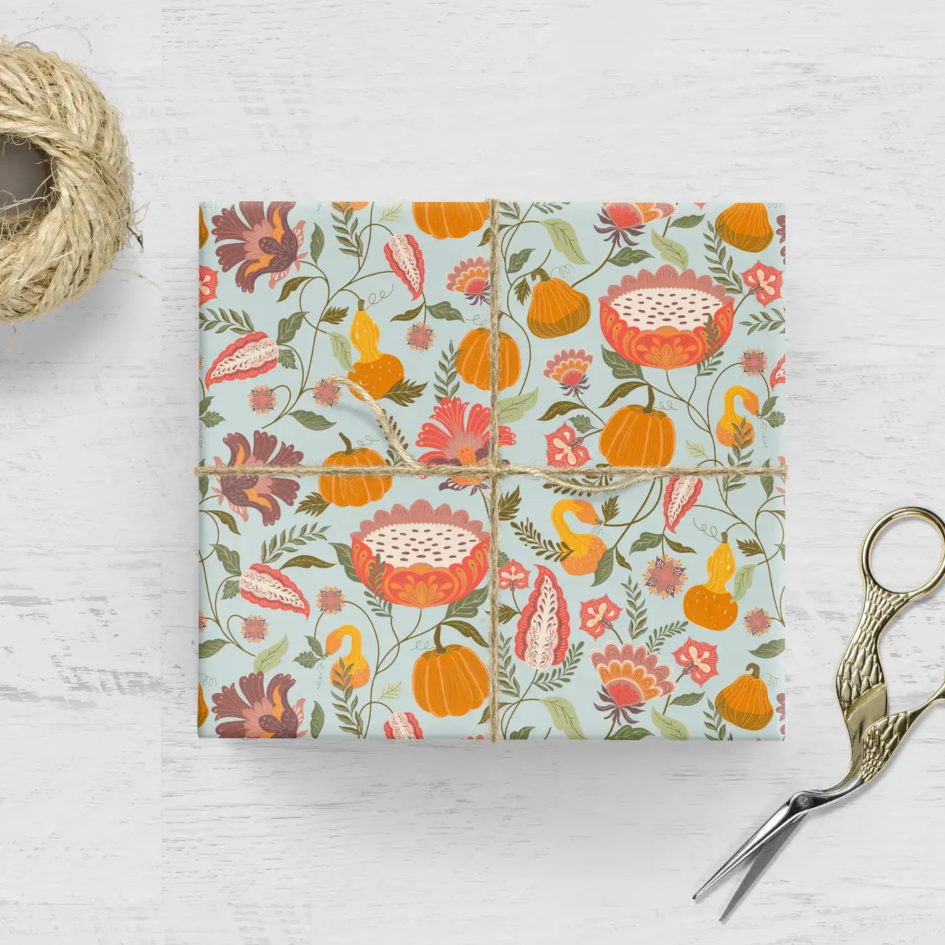 Pumpkin Garden Wrapping Paper - Single Sheets