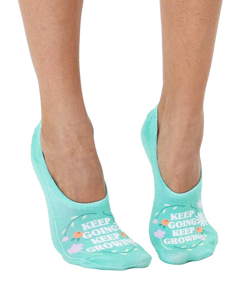 No-Show Liner Socks - "Keep Going Keep Growing" - Green