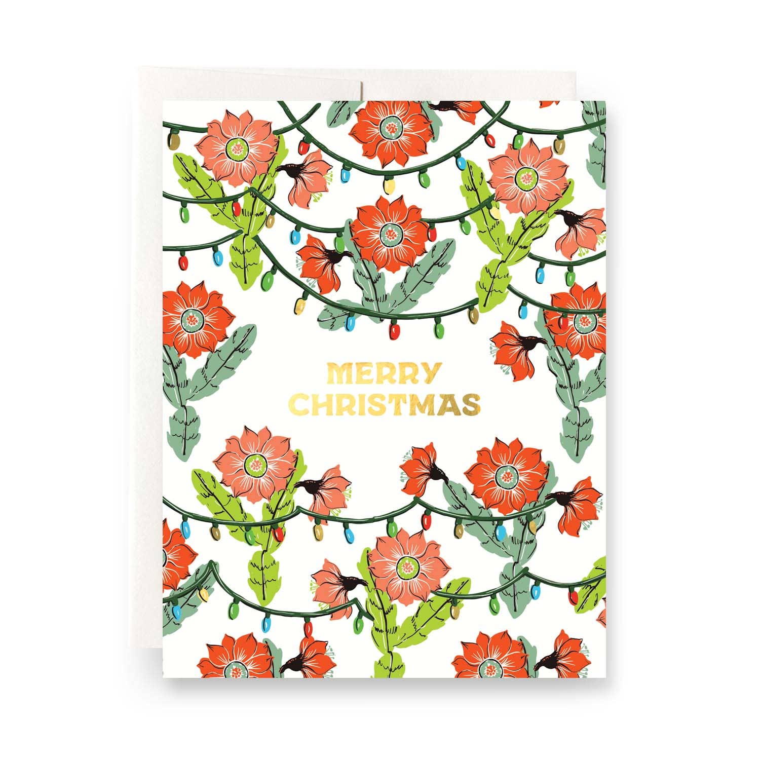 Orchid Cactus Christmas Greeting Card | Single Card