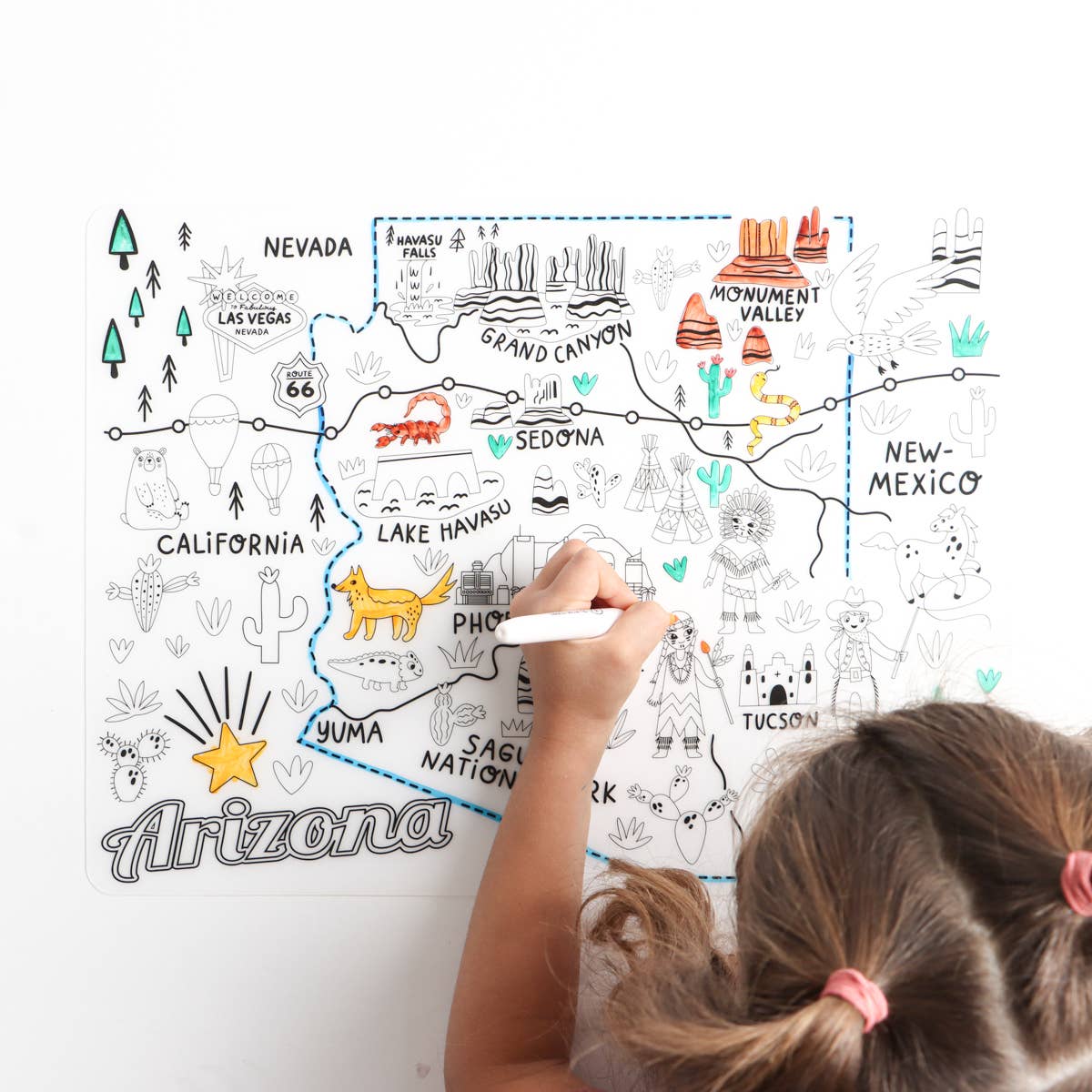 Silicone Reusable Coloring Mat & markers set Arizona