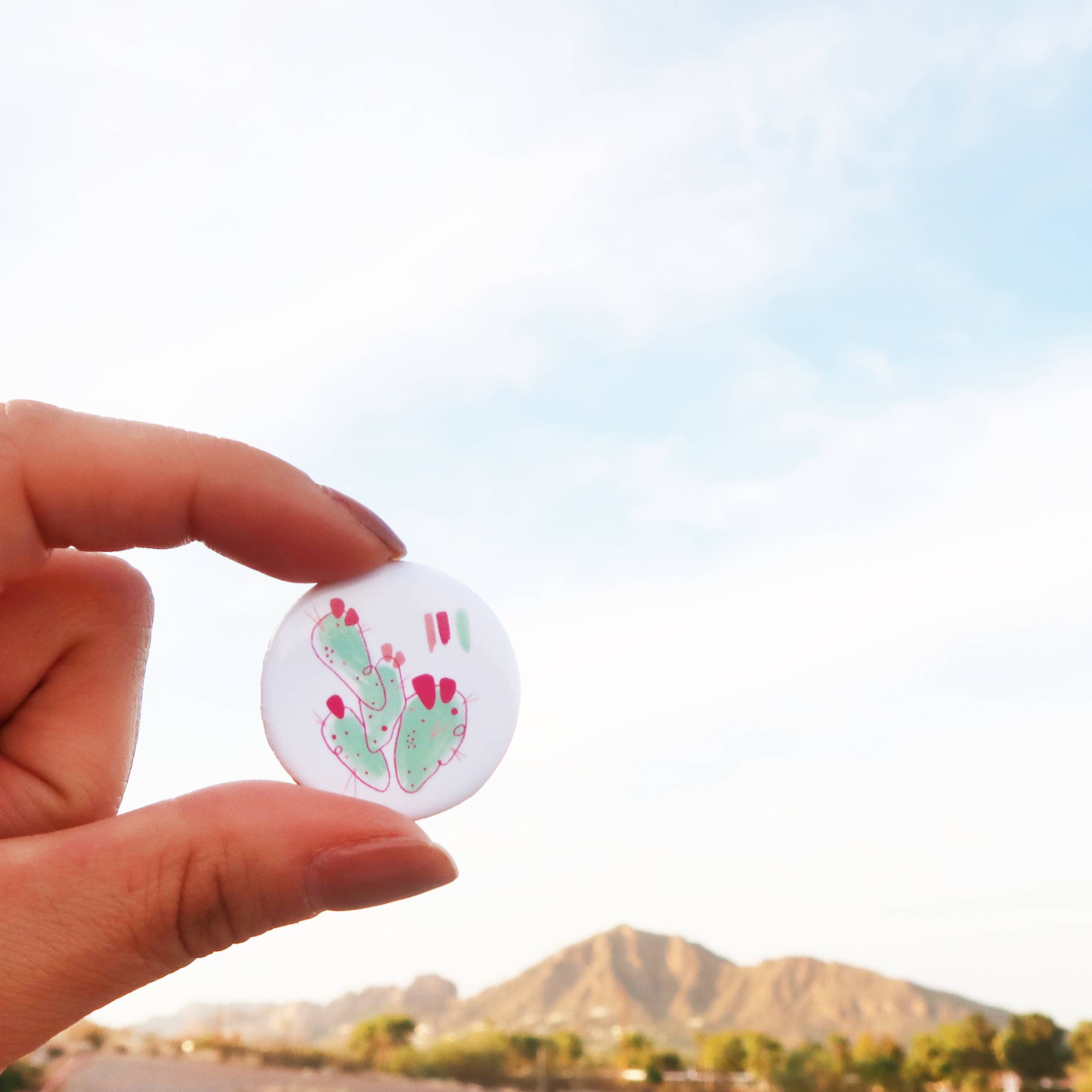 Prickly Pop Watercolor Button