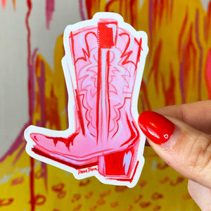 Pink Cowgirl Boot Sticker