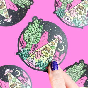 Desert Abduction Holographic Sticker