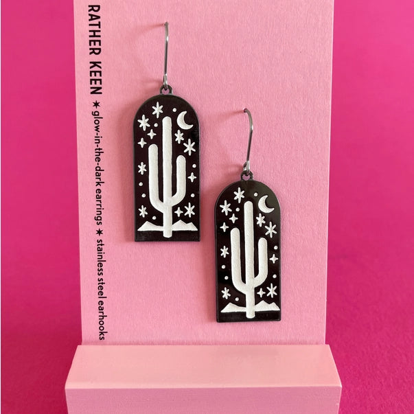 Desert Night Cactus Earrings