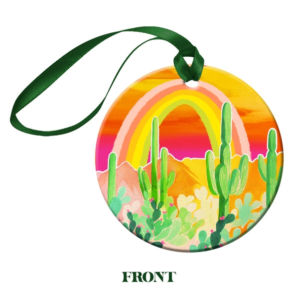 Desert Rainbow Watercolor Ornament