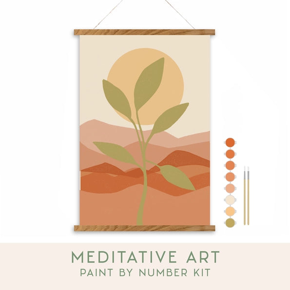 Desert Sunset Meditative Art Paint by Number Kit + Magnetic Frame