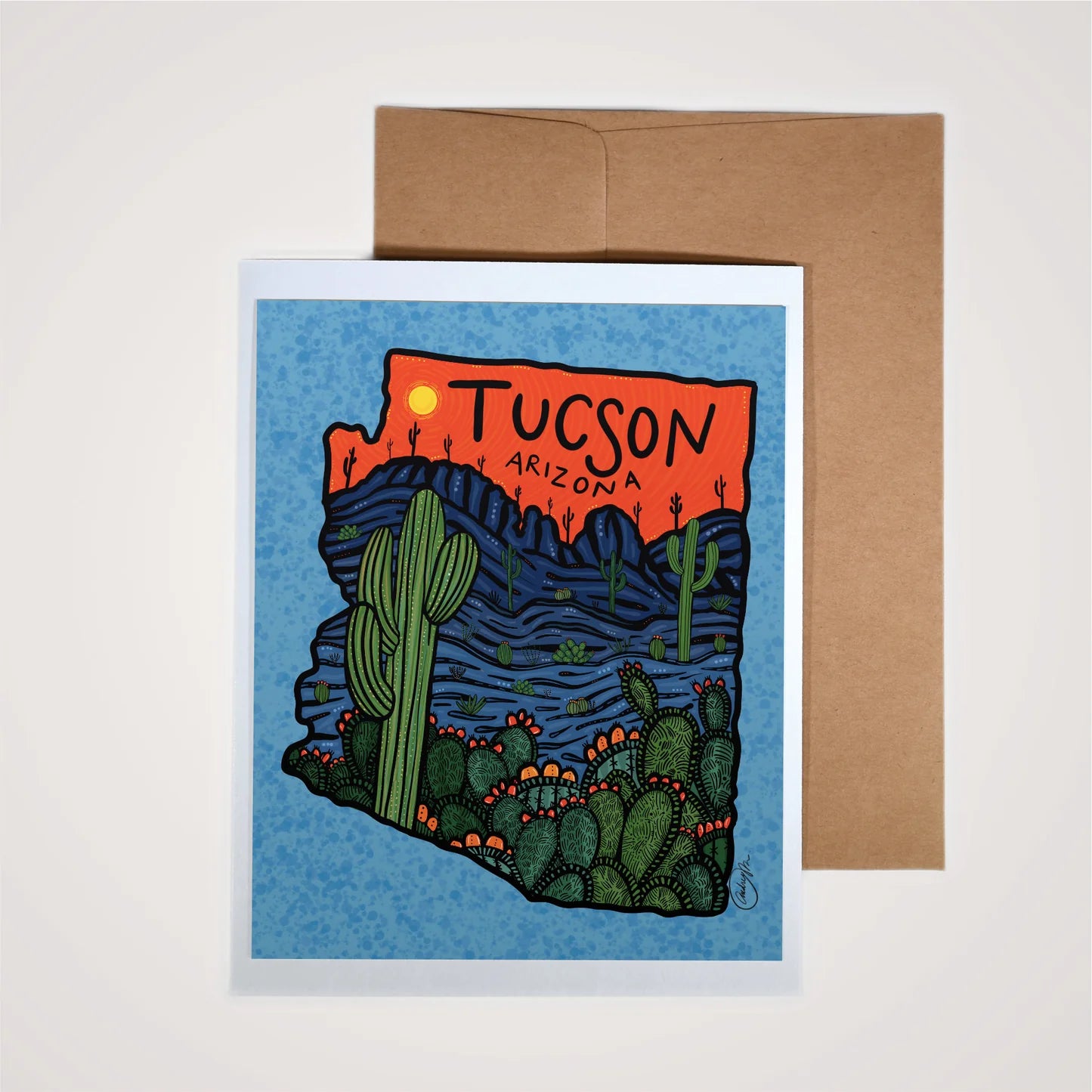Red Tucson Outline Greeting Card