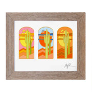 Stained Glass Saguaros Art Print 8X10