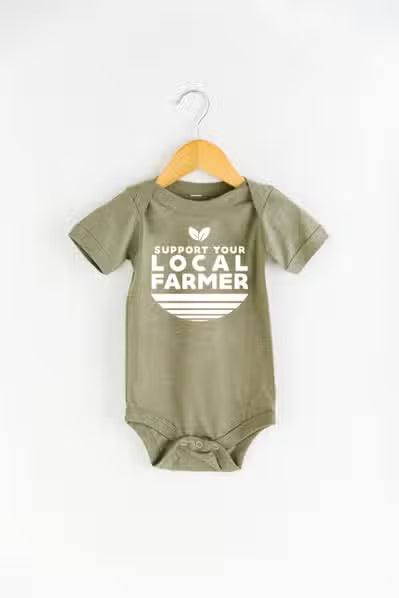Support Your Local Farmer Onesie | Olive