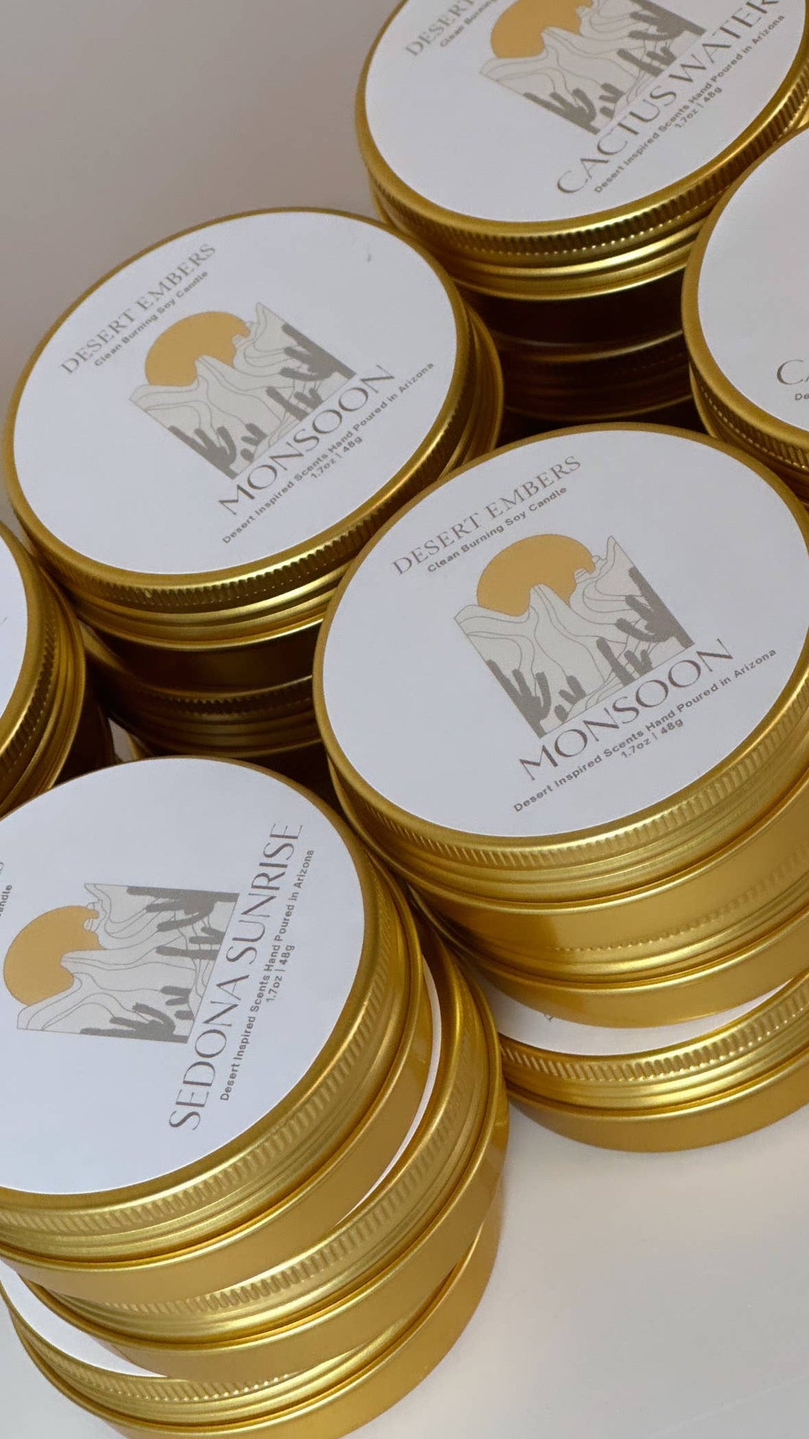 Sedona Sunrise Modern Gold Travel-Friendly Candle Tins