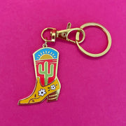 Cactus Boot Keychain - Desert Cowgirl Boot Bag Charm Keyring