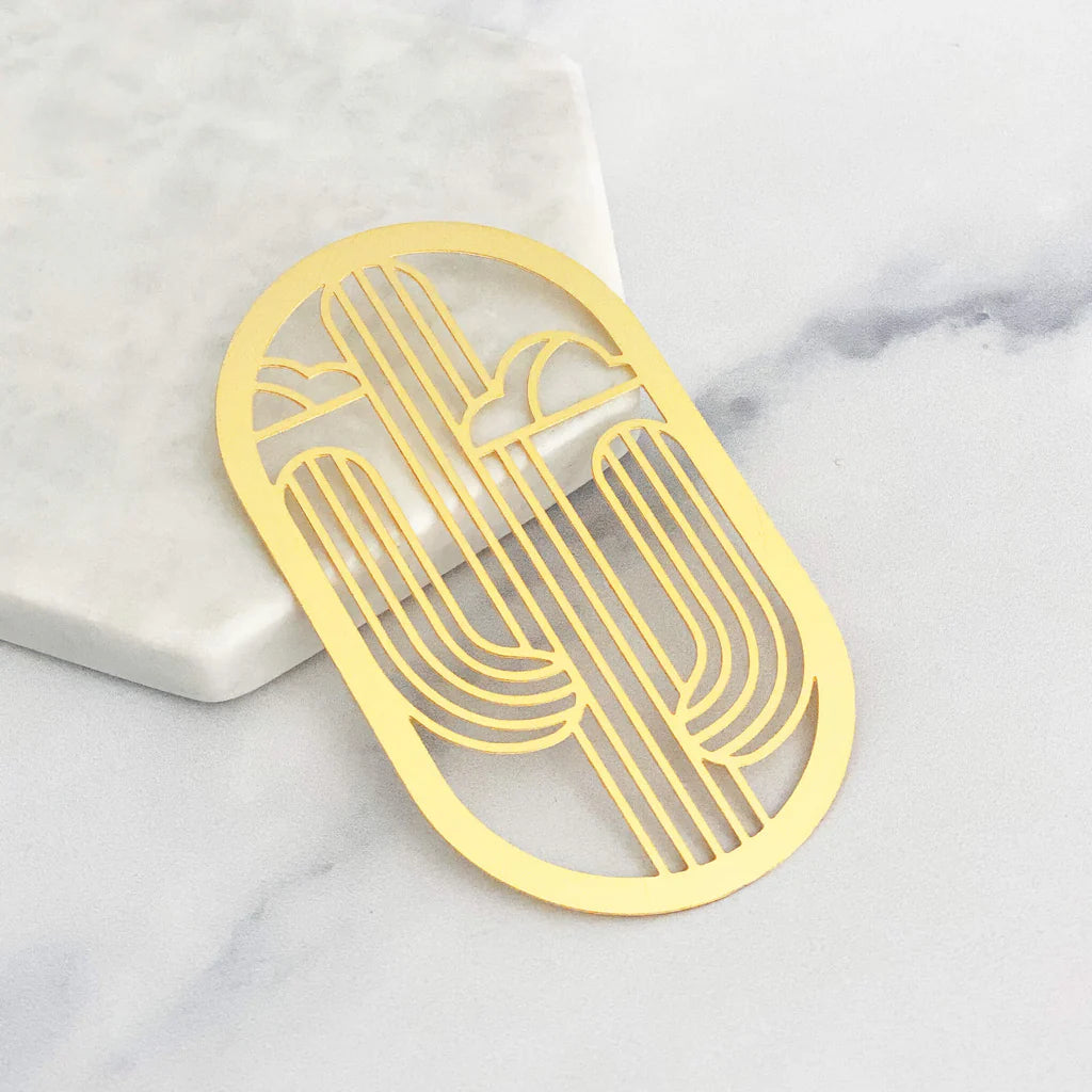 (C) Brass Saguaro Bookmark