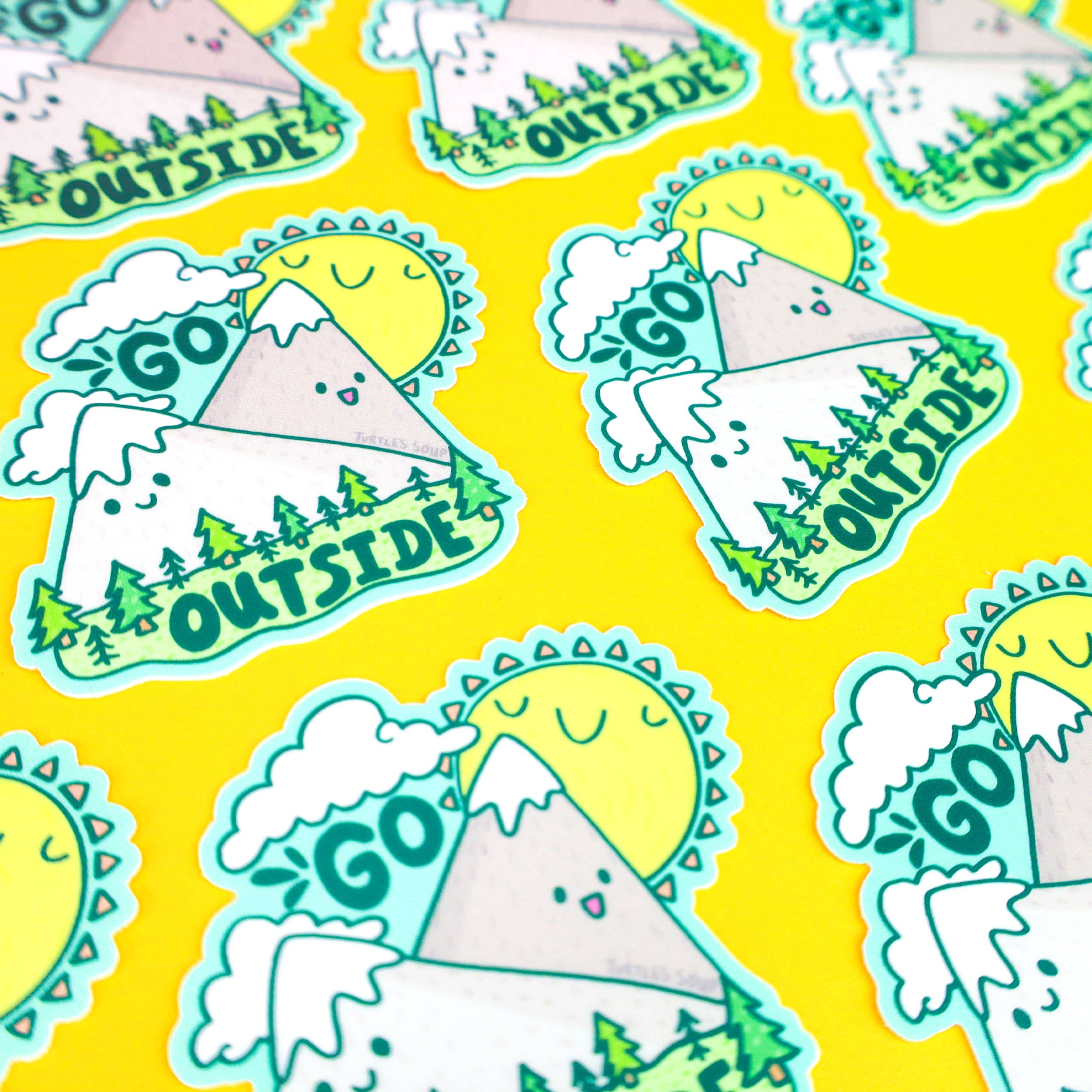 Go Outside Adventure Happy Mountains Outdoorsy Vinyl Sticker
