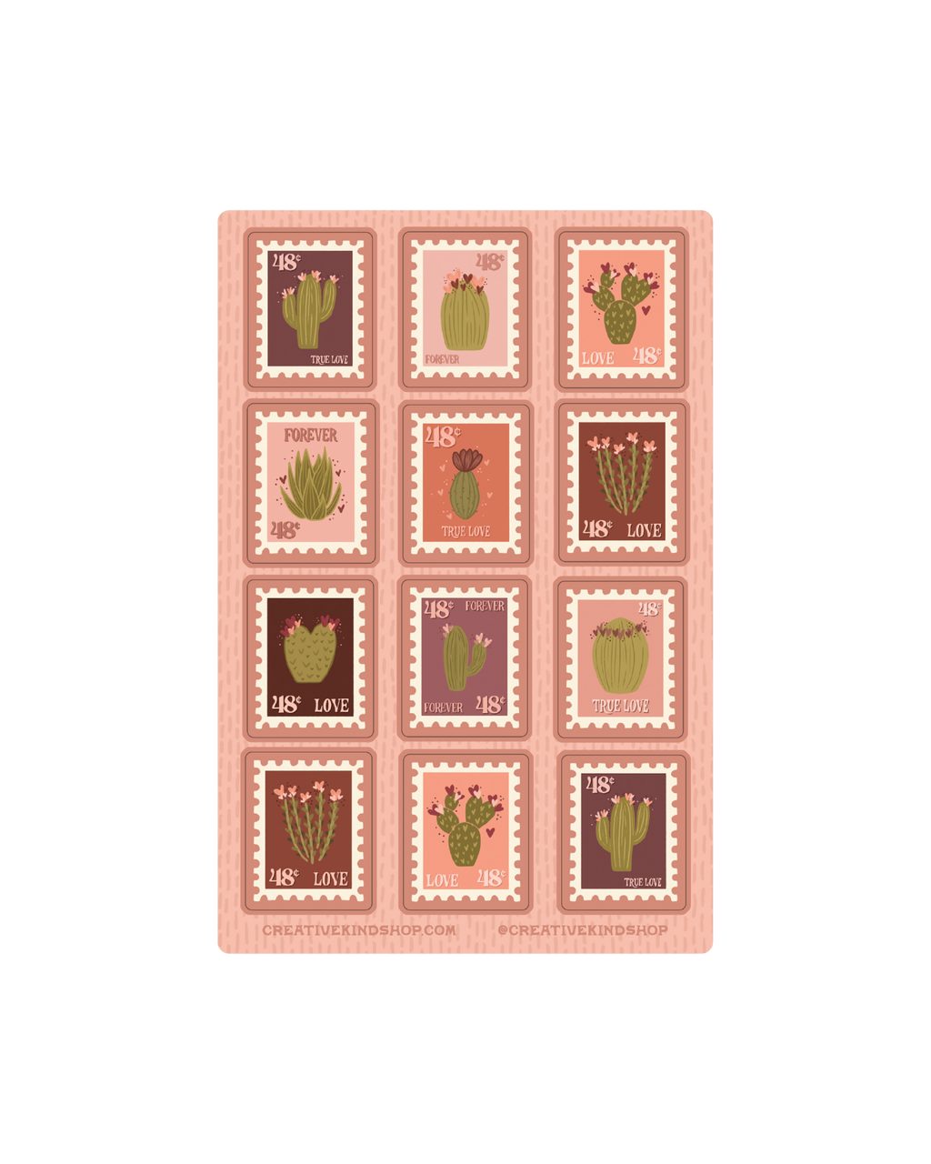 Sending Love Stamps Vinyl Stickers Sheet