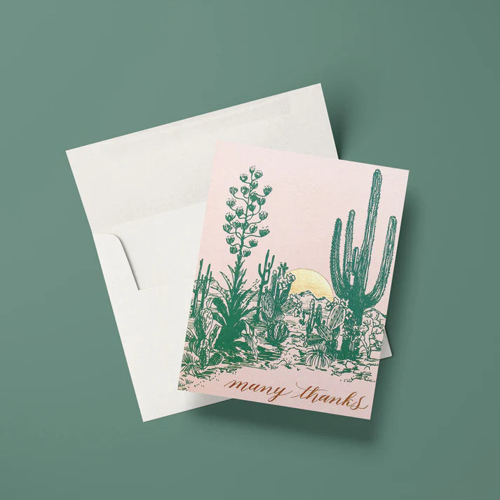 Cactus Sunset Thank You Greeting Card (Single)