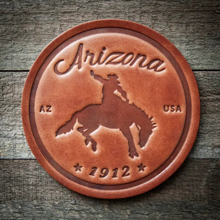 Arizona Bronco Leather Coaster