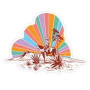 Rainbow Sunset Cowgirl Sticker