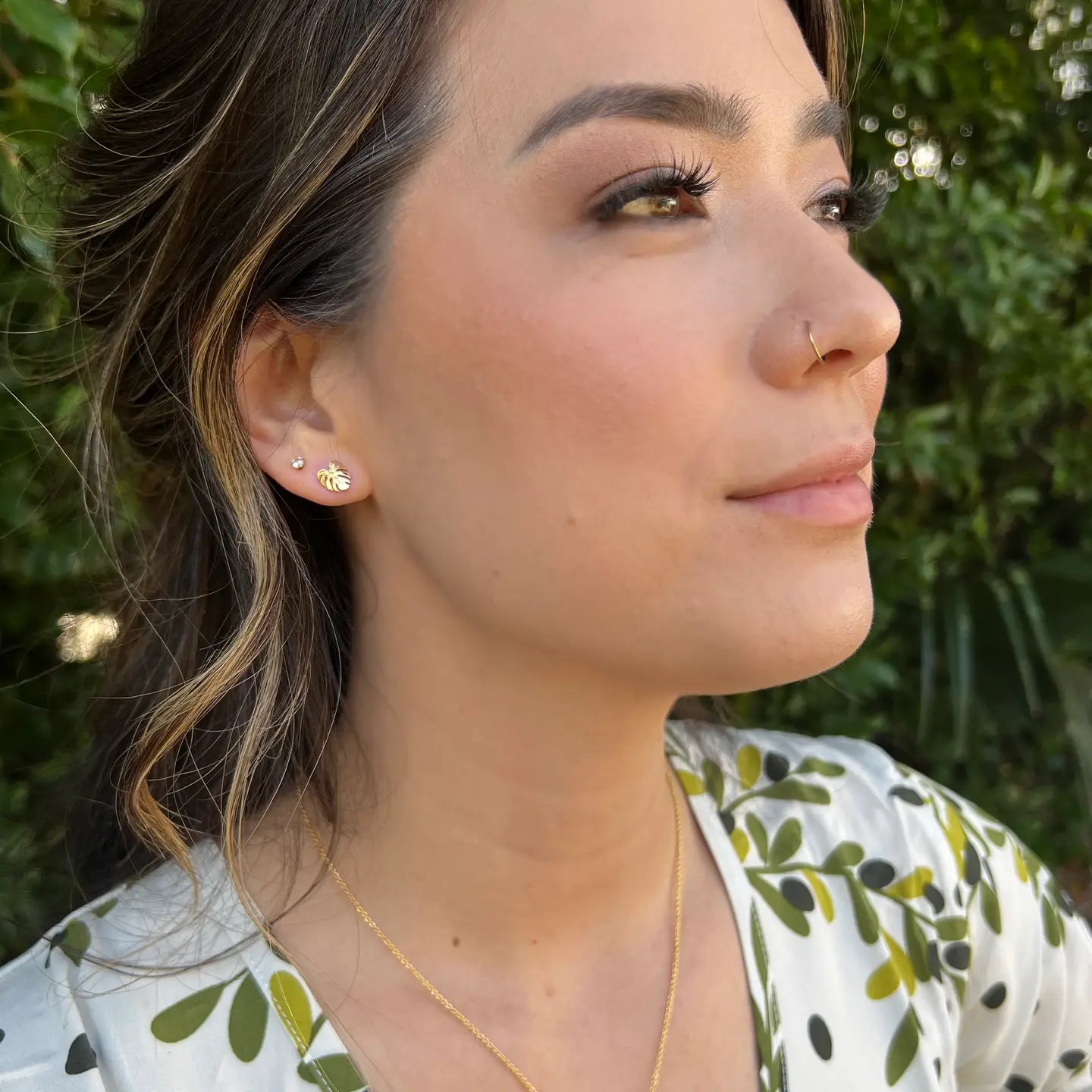 Monstera Earring Studs - 18k Gold, Plant Earrings
