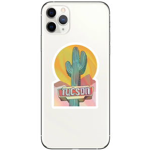 Tucson Saguaro Neon Sign Holographic Sticker