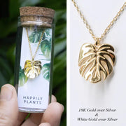Monstera Deliciosa Necklace Gold & White Gold