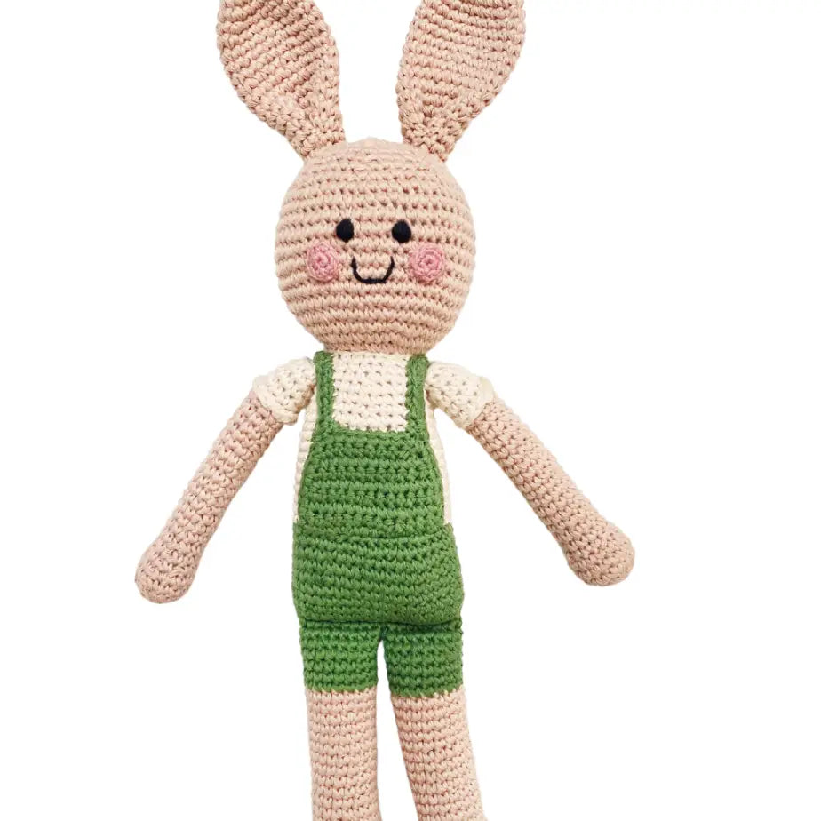 Velvety Springtime Bunny - Organic Cotton Crochet Toy (Green)