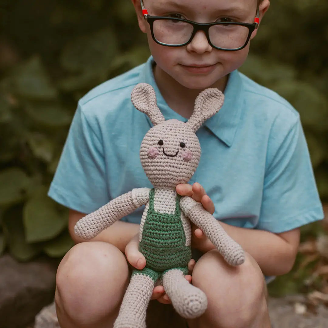Velvety Springtime Bunny - Organic Cotton Crochet Toy (Green)