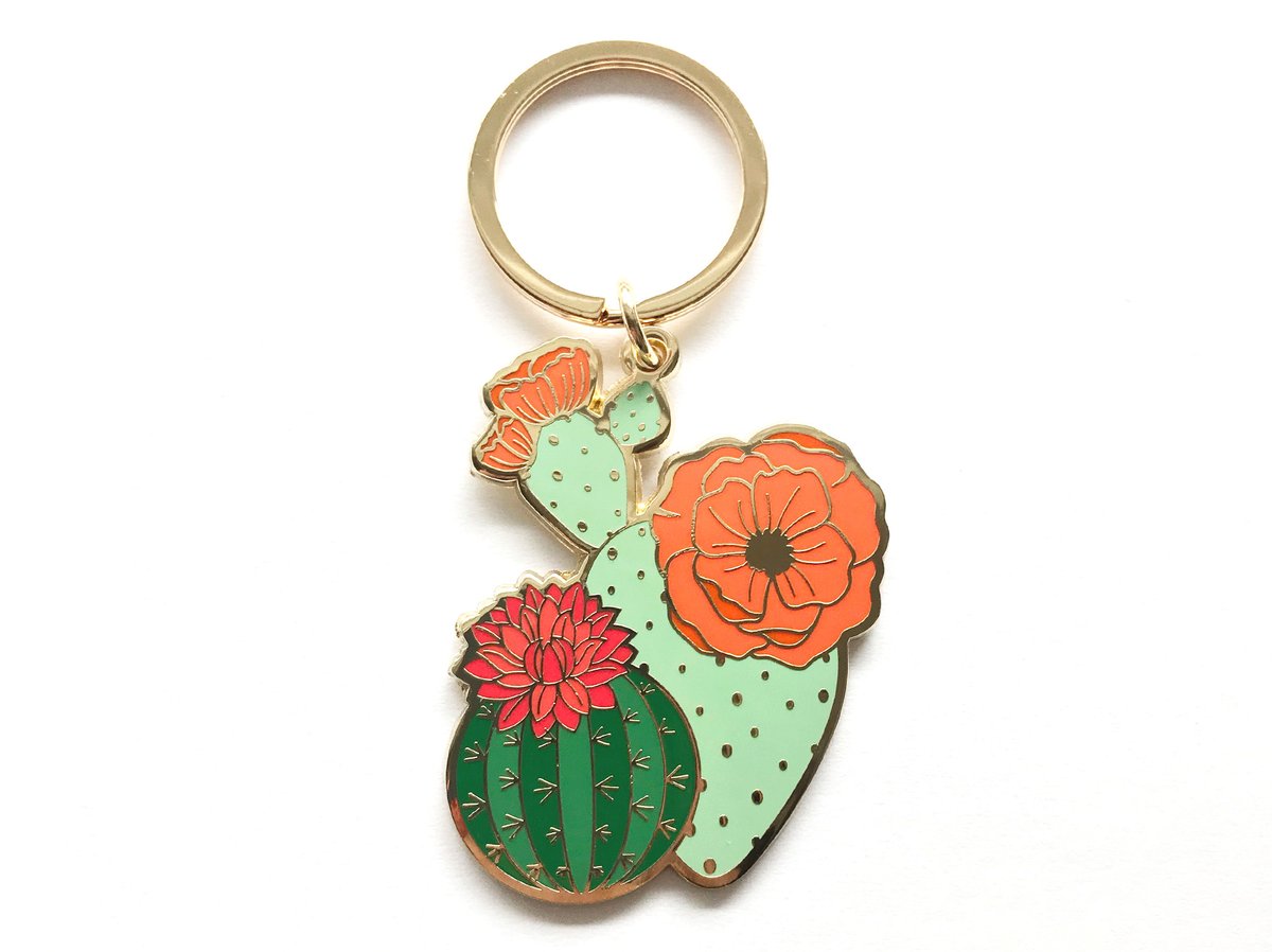 Blooming Cacti Plant Keychain