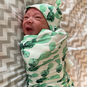 Cactus Swaddle + Hat Set