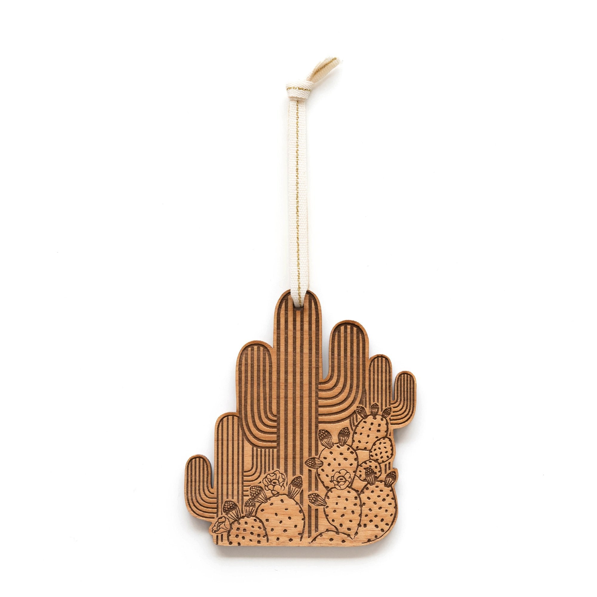 Cactus Shape Wood Ornament