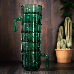 Green Cactus Stackable Glasses | Set of 6