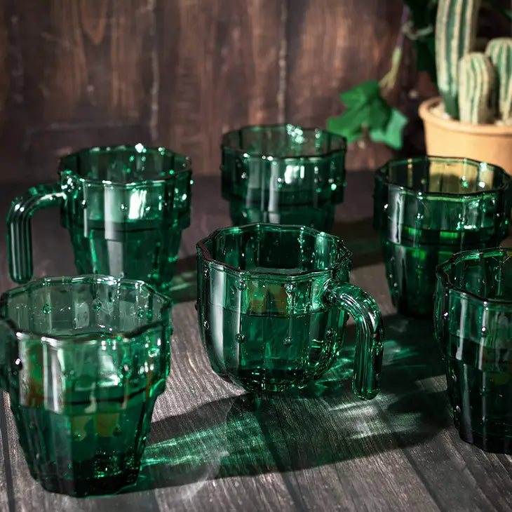 Green Cactus Stackable Glasses | Set of 6