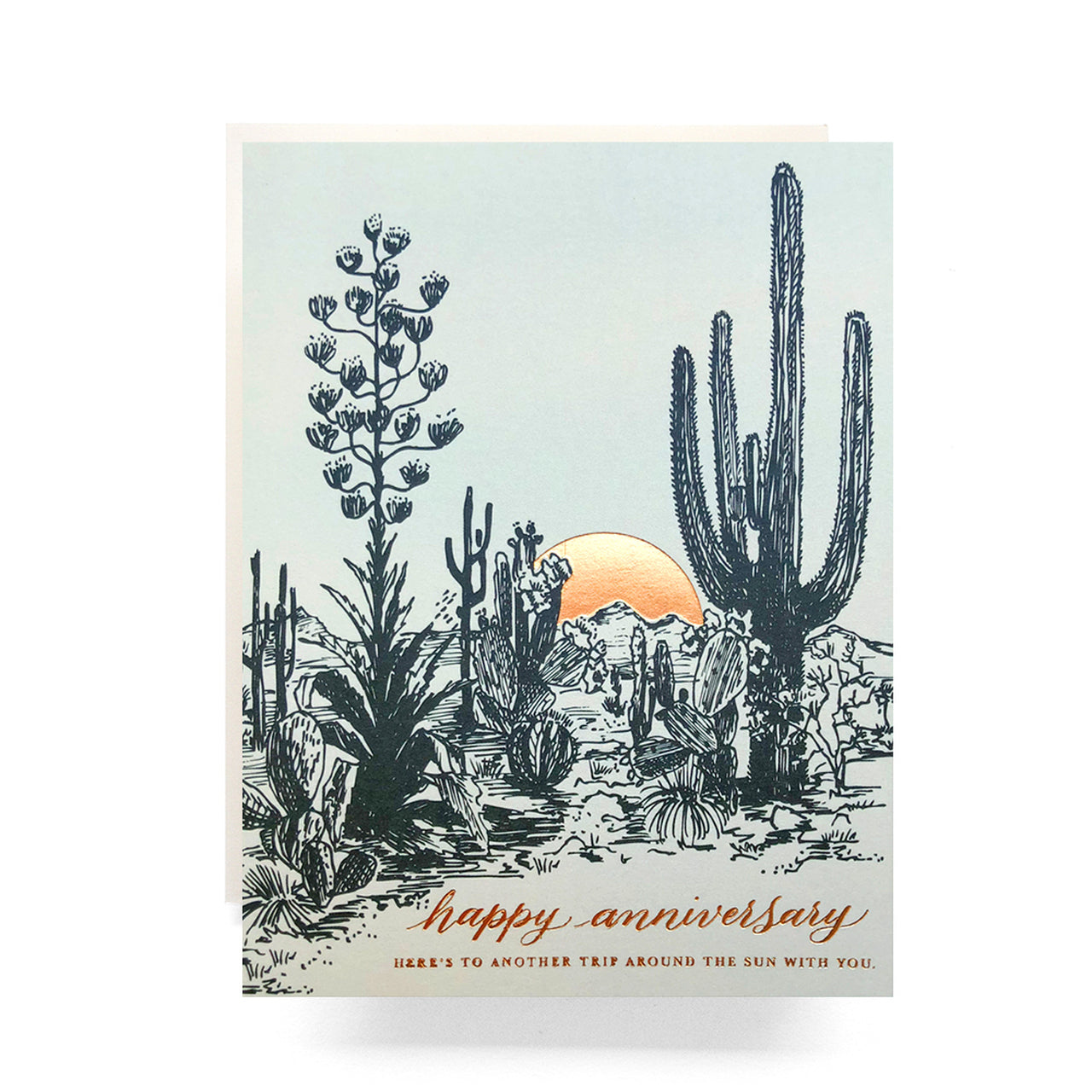 Cactus Sunset Anniversary Greeting Card