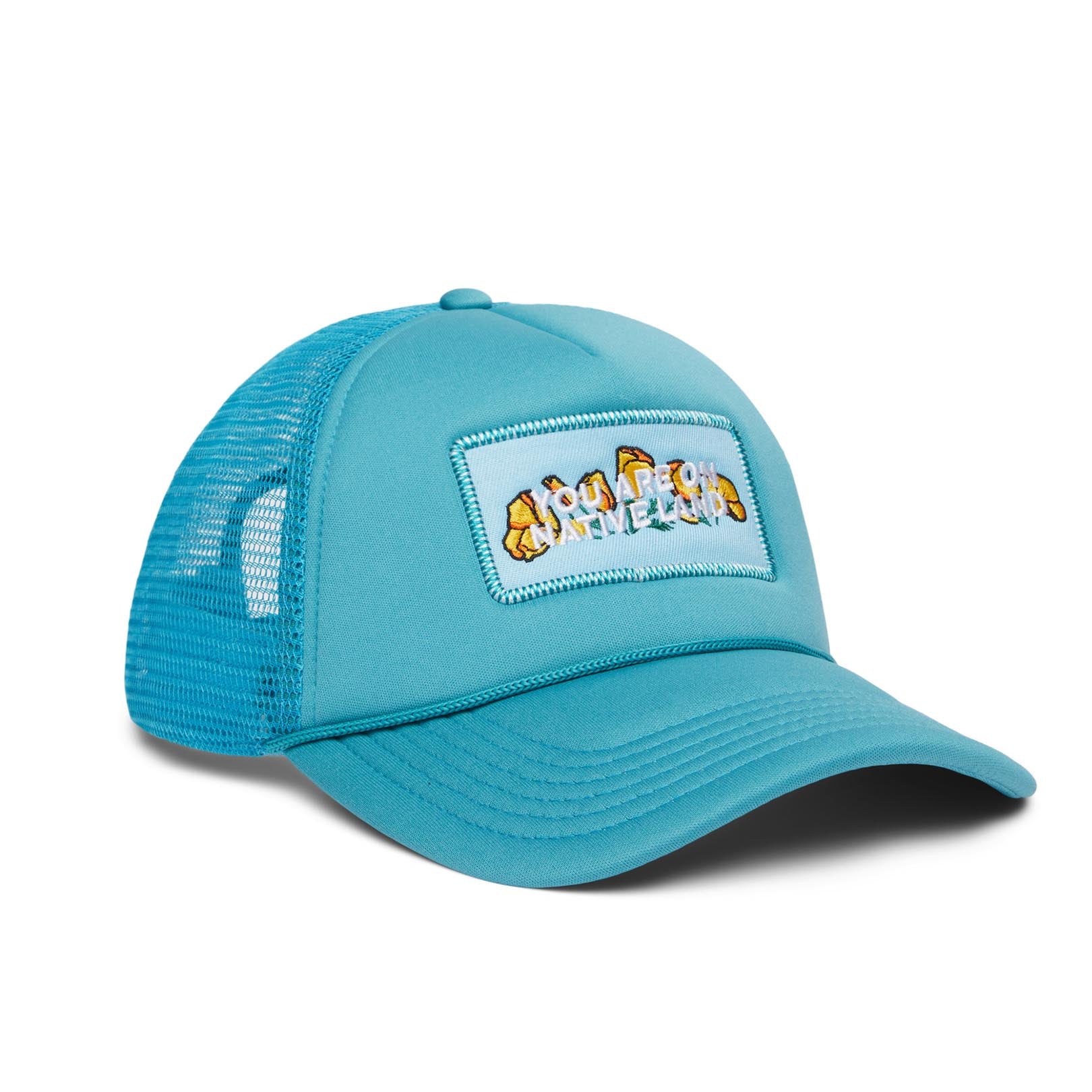 You Are On Native Land Trucker Hat | Turquoise