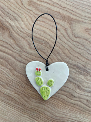 Prickly Pear White Ceramic Ornament