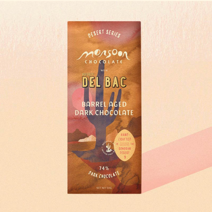 Monsoon Chocolate | Whiskey Del Bac Barrel-Aged Dark Chocolate