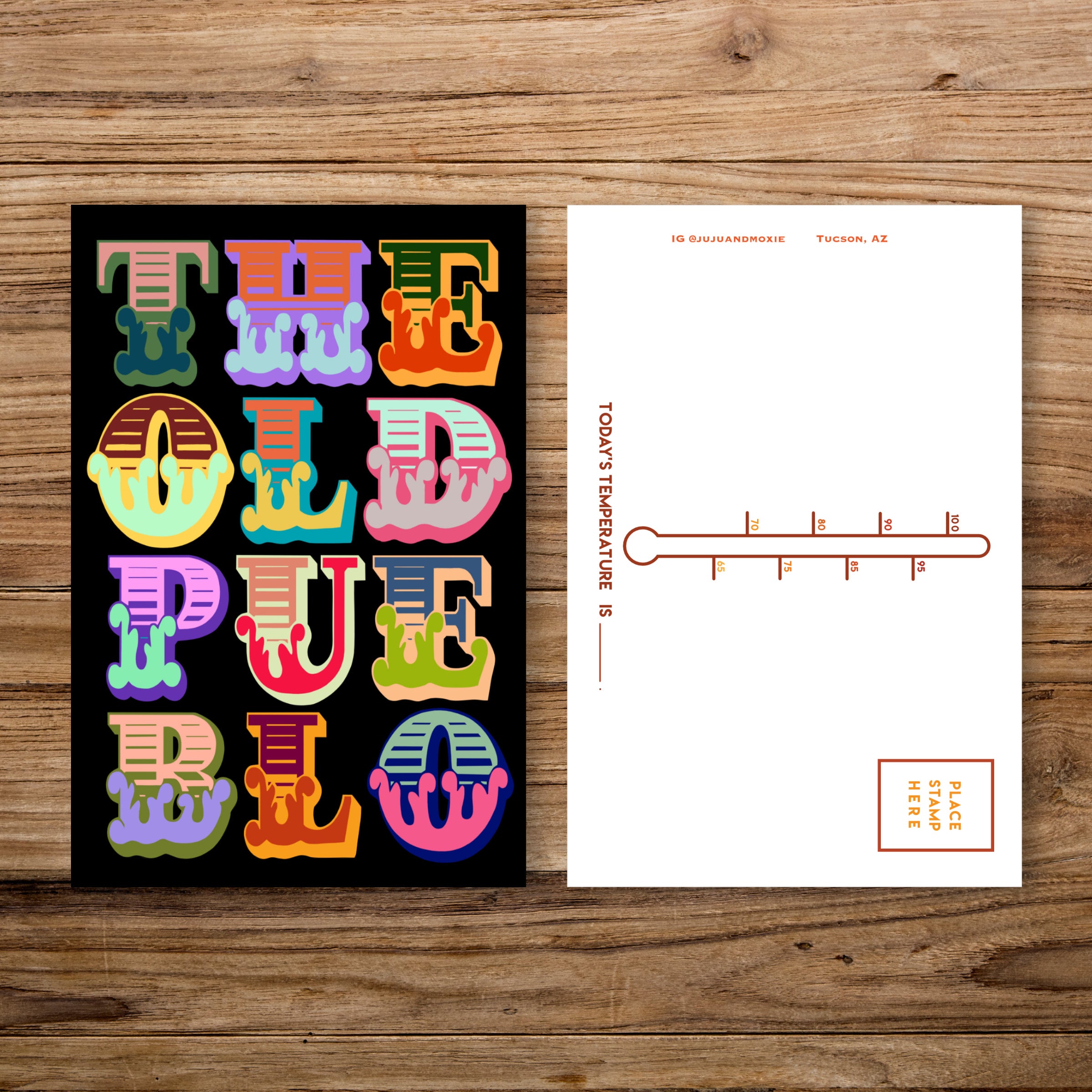 Old Pueblo Postcard - Rainbow Noir