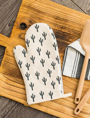 White and Black Saguaro Oven Mitt